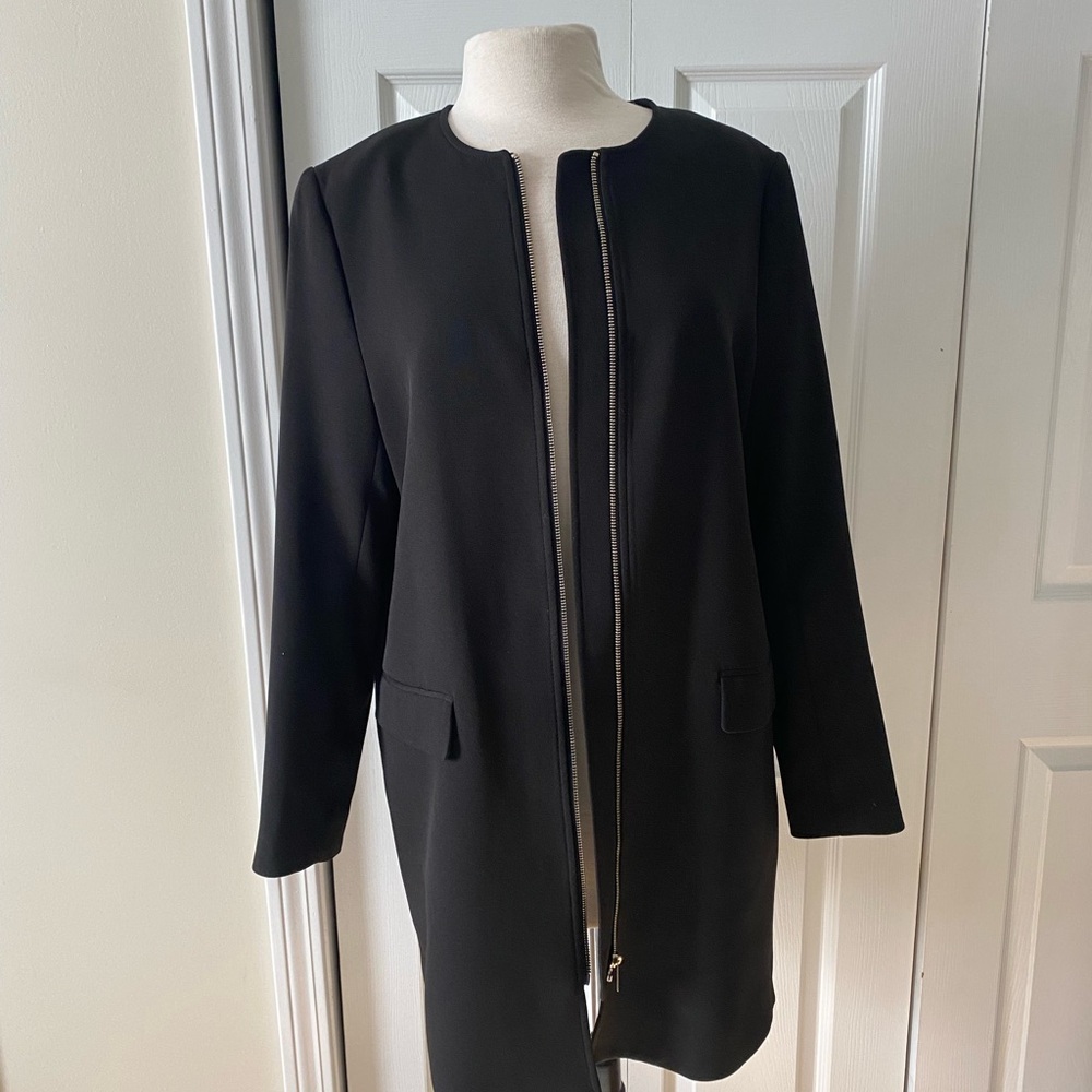 Black Women's Long Zip Front Coat